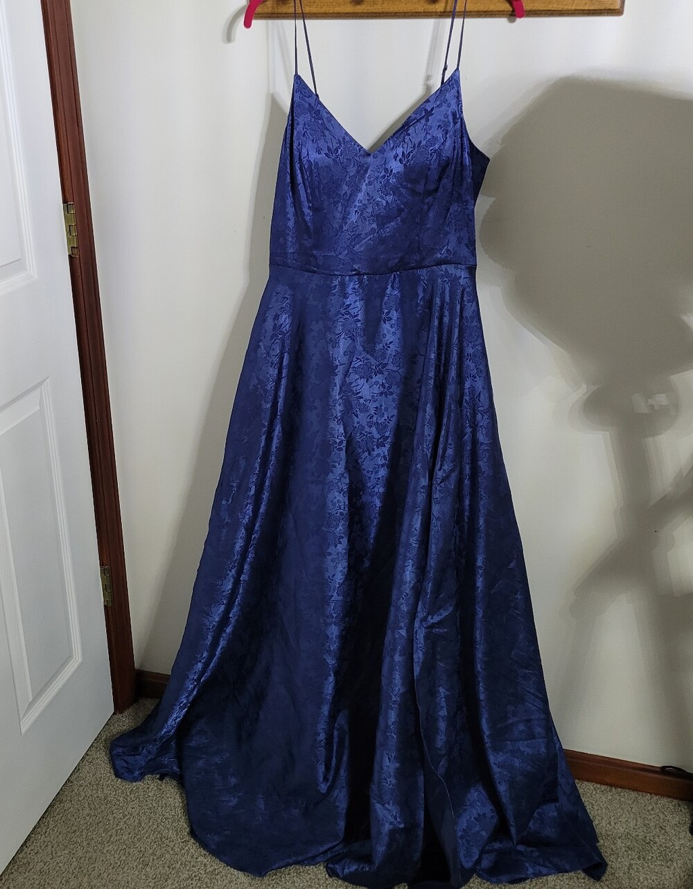 Windsor Blue Floral-Jacquard or Burnout  Prom Dress, Size 13 / 14